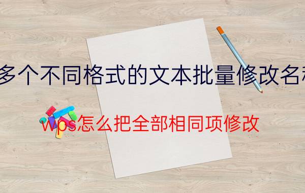 多个不同格式的文本批量修改名称 wps怎么把全部相同项修改？